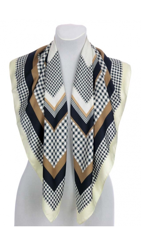 APASZKA SATYNOWA 90 x 90 cm REPLIKA KLASYCZNA KRATKA