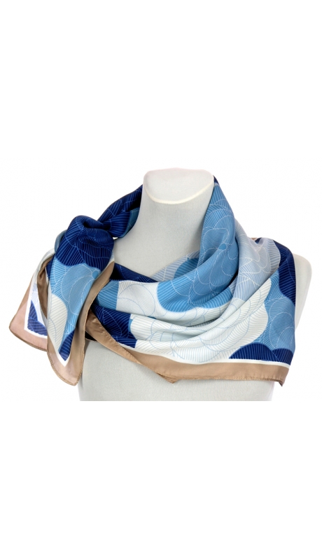 SATYNOWA APASZKA 2-KOLOROWA KOBALT Z NIEBIESKIM 90/90