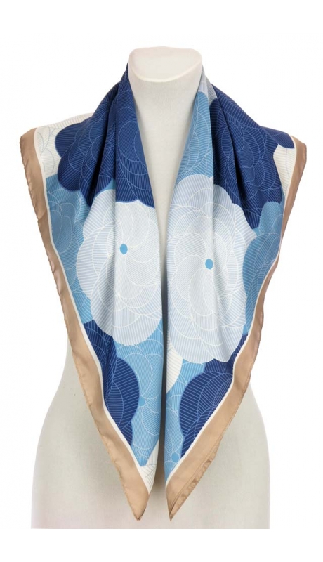 SATYNOWA APASZKA 2-KOLOROWA KOBALT Z NIEBIESKIM 90/90