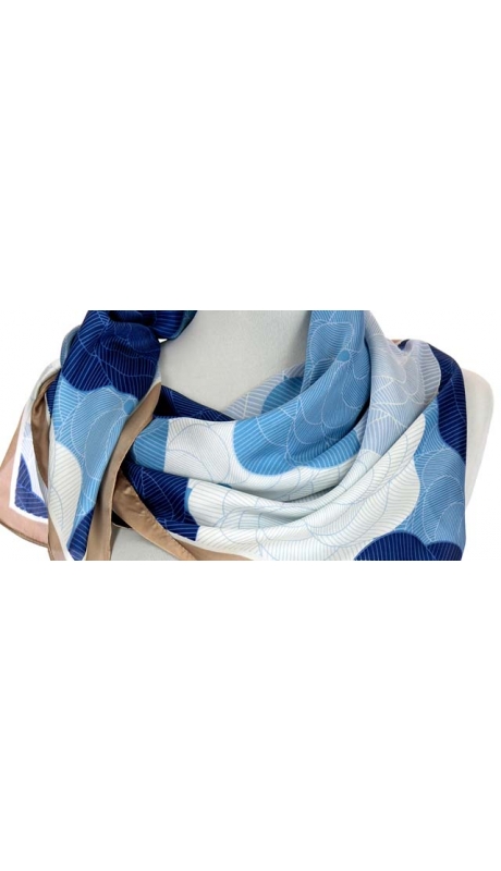 SATYNOWA APASZKA 2-KOLOROWA KOBALT Z NIEBIESKIM 90/90