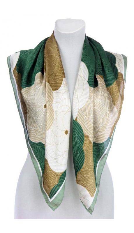 SATYNOWA APASZKA 2-KOLOROWA ZIELEŃ Z BEŻEM 90/90