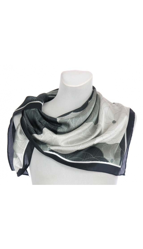 SATYNOWA APASZKA 2-KOLOROWA CZARNO BIAŁA 90/90