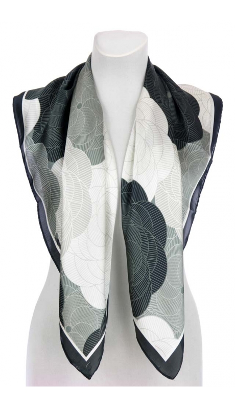 SATYNOWA APASZKA 2-KOLOROWA CZARNO BIAŁA 90/90