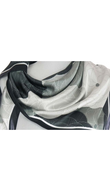 SATYNOWA APASZKA 2-KOLOROWA CZARNO BIAŁA 90/90