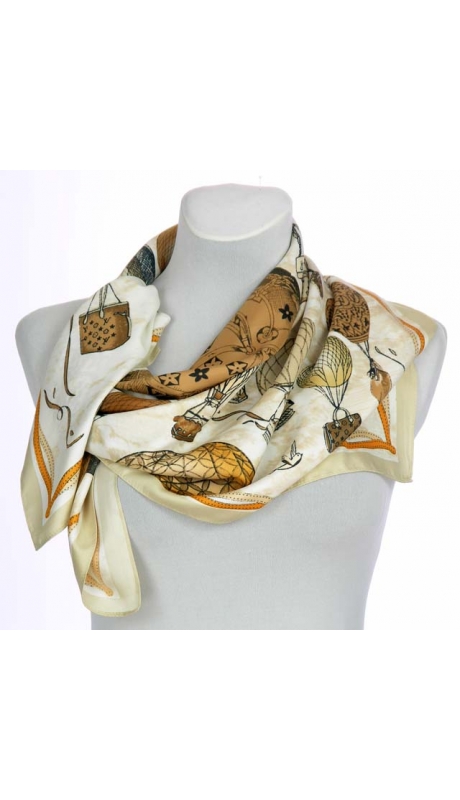 APASZKA REPLIKA LV W ODCIENIACH BEŻOWYCH BALONY 90/90 cm