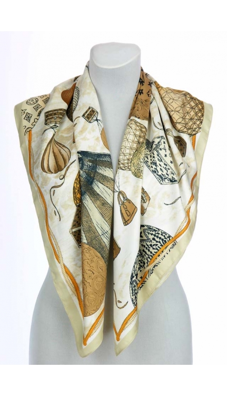 APASZKA REPLIKA LV W ODCIENIACH BEŻOWYCH BALONY 90/90 cm