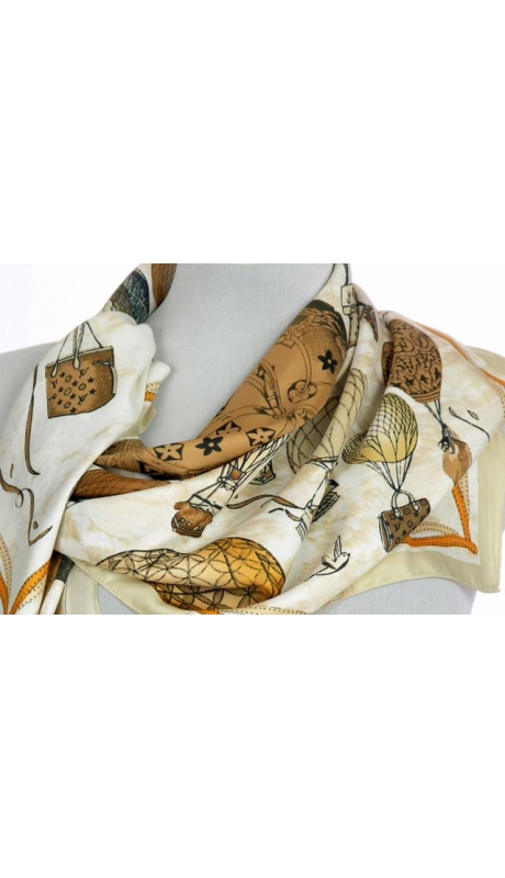 APASZKA REPLIKA LV W ODCIENIACH BEŻOWYCH BALONY 90/90 cm