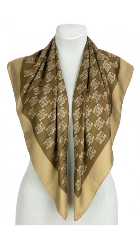 ELEGANCKA BRĄZOWA APASZKA POWTARZALNY WZÓR 90 x 90 cm