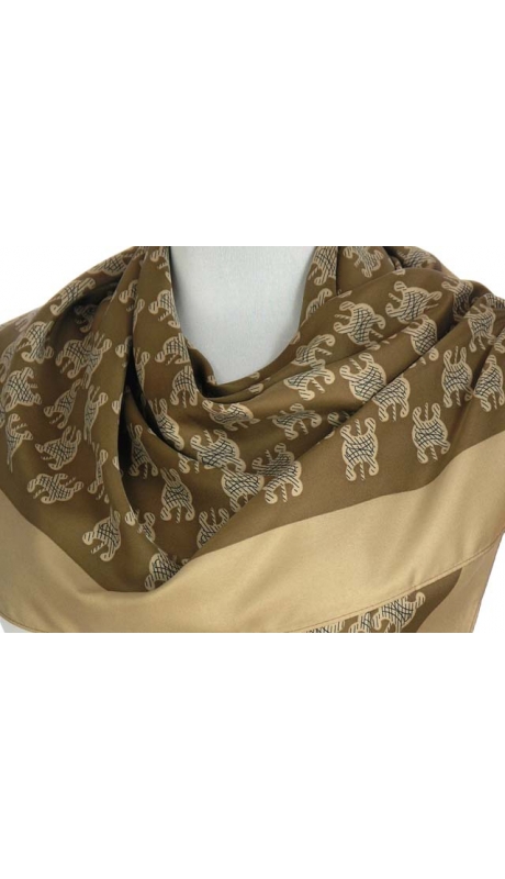 ELEGANCKA BRĄZOWA APASZKA POWTARZALNY WZÓR 90 x 90 cm