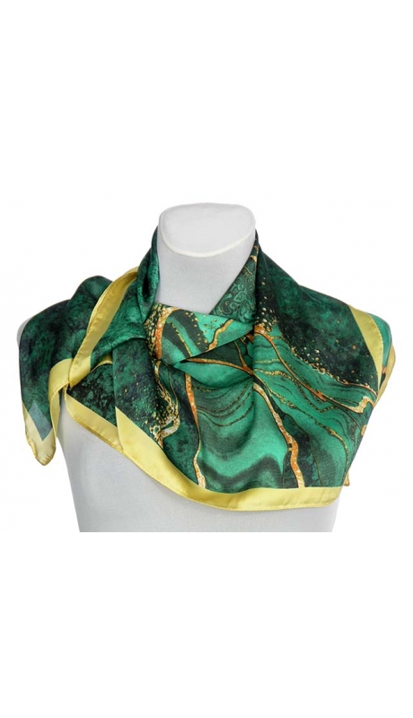 APASZKA JAK JEDWAB ODCIENIE ZIELENI ABSTRAKCJA 70/70 cm