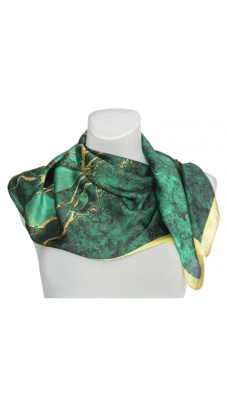 APASZKA JAK JEDWAB ODCIENIE ZIELENI ABSTRAKCJA 70/70 cm