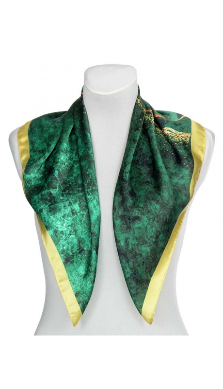 APASZKA JAK JEDWAB ODCIENIE ZIELENI ABSTRAKCJA 70/70 cm