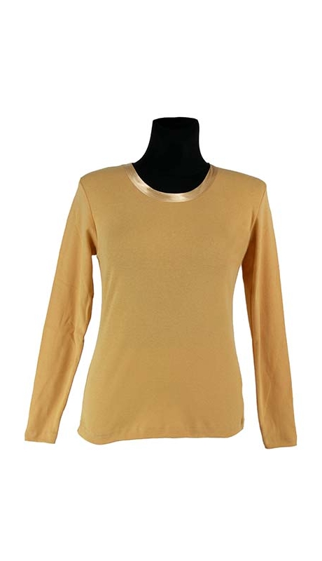 BLUZKA TOP - TRYKOT JERSEY Z BAWEŁNY, KOLOR MIODOWY