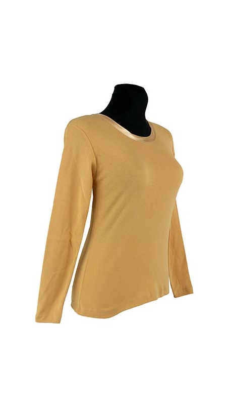 BLUZKA TOP - TRYKOT JERSEY Z BAWEŁNY, KOLOR MIODOWY