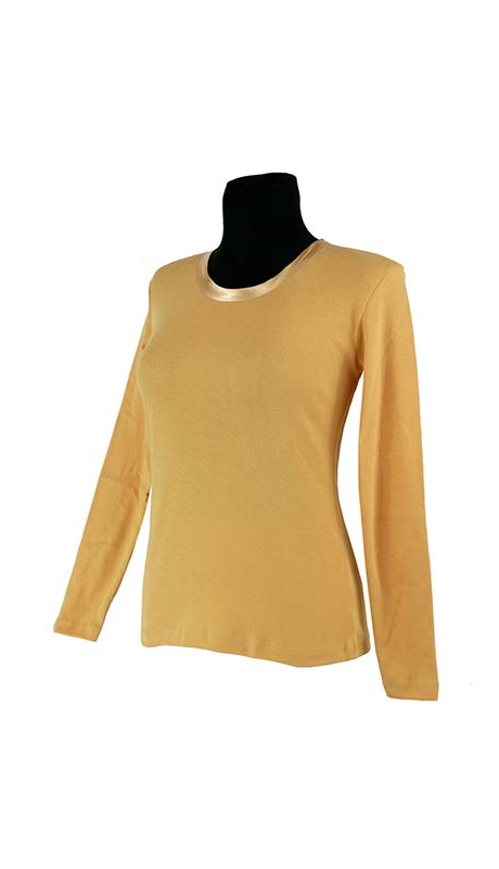 BLUZKA TOP - TRYKOT JERSEY Z BAWEŁNY, KOLOR MIODOWY