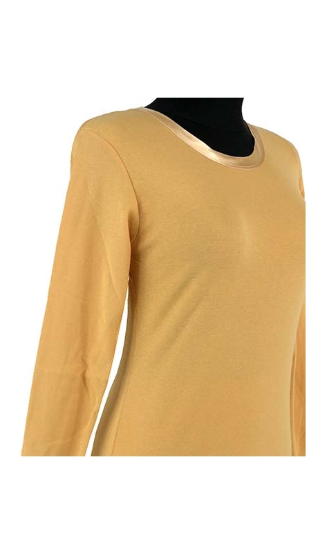 BLUZKA TOP - TRYKOT JERSEY Z BAWEŁNY, KOLOR MIODOWY