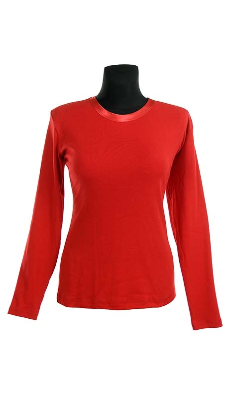 BLUZKA TOP - TRYKOT JERSEY Z BAWEŁNY, KOLOR CZERWIENI MEKSYKAŃSKIEJ