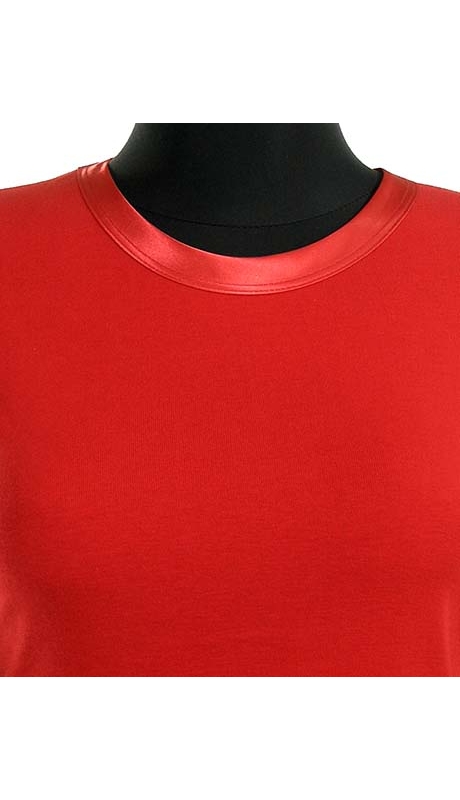 BLUZKA TOP - TRYKOT JERSEY Z BAWEŁNY, KOLOR CZERWIENI MEKSYKAŃSKIEJ