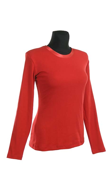 BLUZKA TOP - TRYKOT JERSEY Z BAWEŁNY, KOLOR CZERWIENI MEKSYKAŃSKIEJ