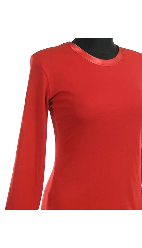 BLUZKA TOP - TRYKOT JERSEY Z BAWEŁNY, KOLOR CZERWIENI MEKSYKAŃSKIEJ