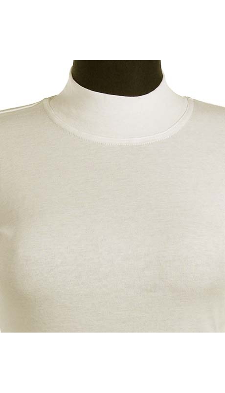 PÓŁGOLF BAWEŁNIANY JERSEY TRYKOT, KOLOR ECRU,KREMOWY