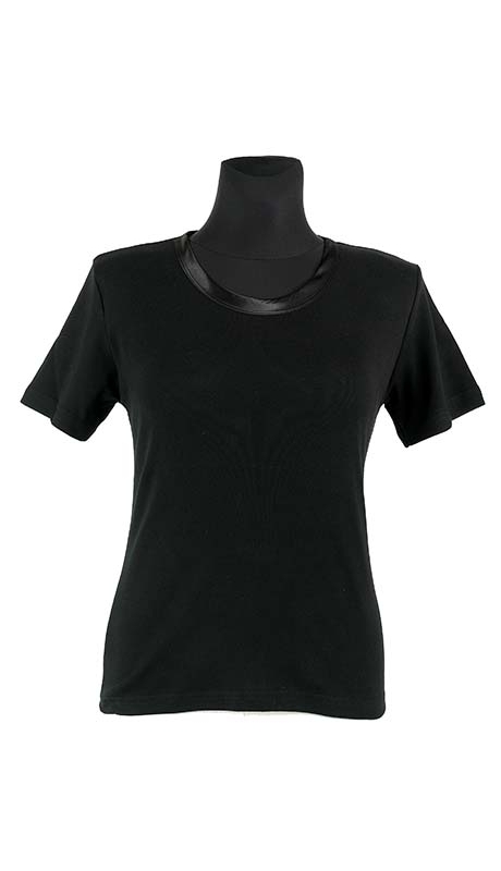 BLUZKA TOP - TRYKOT JERSEY Z BAWEŁNY, KOLOR CZARNY, KRÓTKI RĘKAW