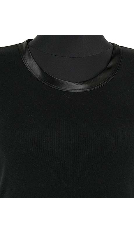 BLUZKA TOP - TRYKOT JERSEY Z BAWEŁNY, KOLOR CZARNY, KRÓTKI RĘKAW