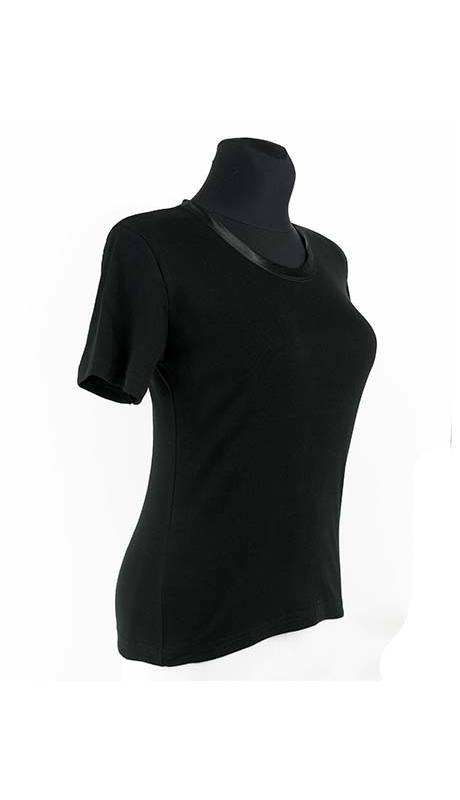 BLUZKA TOP - TRYKOT JERSEY Z BAWEŁNY, KOLOR CZARNY, KRÓTKI RĘKAW