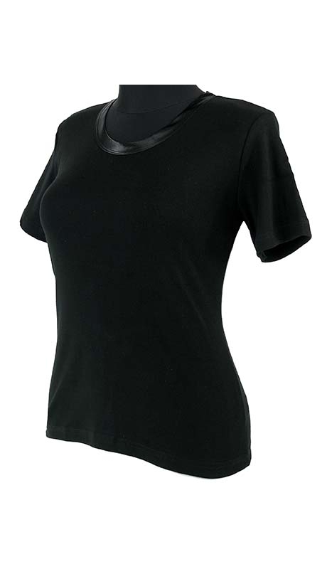 BLUZKA TOP - TRYKOT JERSEY Z BAWEŁNY, KOLOR CZARNY, KRÓTKI RĘKAW