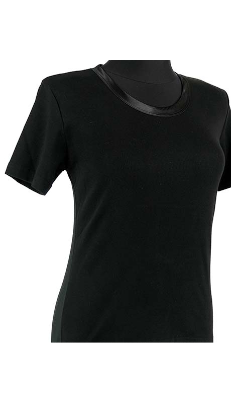 BLUZKA TOP - TRYKOT JERSEY Z BAWEŁNY, KOLOR CZARNY, KRÓTKI RĘKAW