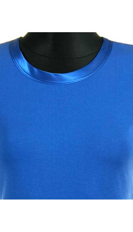 BLUZKA TOP - TRYKOT JERSEY Z BAWEŁNY, KOLOR CHABROWY, KRÓTKI RĘKAW