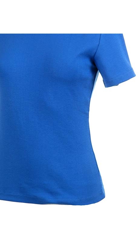 BLUZKA TOP - TRYKOT JERSEY Z BAWEŁNY, KOLOR CHABROWY, KRÓTKI RĘKAW