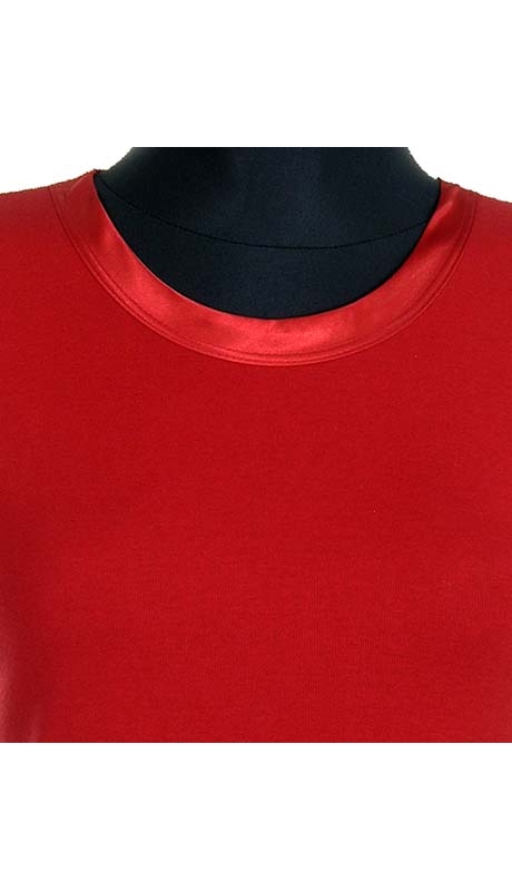 BLUZKA TOP - TRYKOT JERSEY Z BAWEŁNY, CZERWIEŃ MEKSYKAŃSKA KRÓTKI RĘKAW