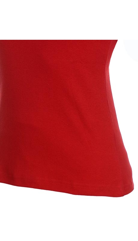 BLUZKA TOP - TRYKOT JERSEY Z BAWEŁNY, CZERWIEŃ MEKSYKAŃSKA KRÓTKI RĘKAW