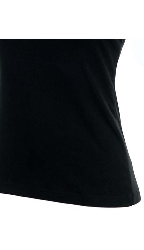 BLUZKA TOP - TRYKOT JERSEY Z BAWEŁNY, CZARNA, KRÓTKI RĘKAW, WĄSKA PLISA