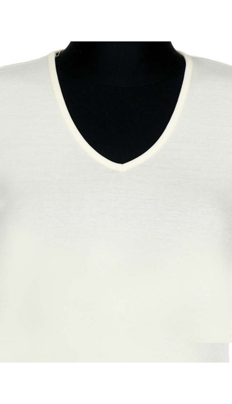 BLUZKA TOP - TRYKOT JERSEY Z BAWEŁNY, KRÓTKI RĘKAW, DEKOLT TYPU 