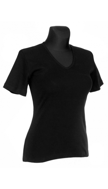 BLUZKA TOP - TRYKOT JERSEY Z BAWEŁNY, KRÓTKI RĘKAW, DEKOLT TYPU 