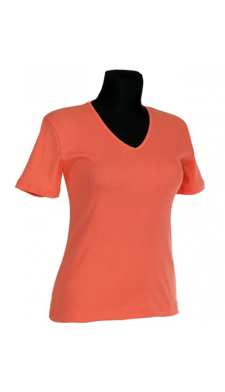 BLUZKA TOP - TRYKOT JERSEY Z BAWEŁNY, KRÓTKI RĘKAW, DEKOLT TYPU 