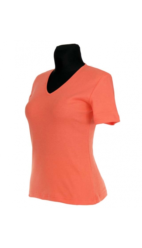 BLUZKA TOP - TRYKOT JERSEY Z BAWEŁNY, KRÓTKI RĘKAW, DEKOLT TYPU 