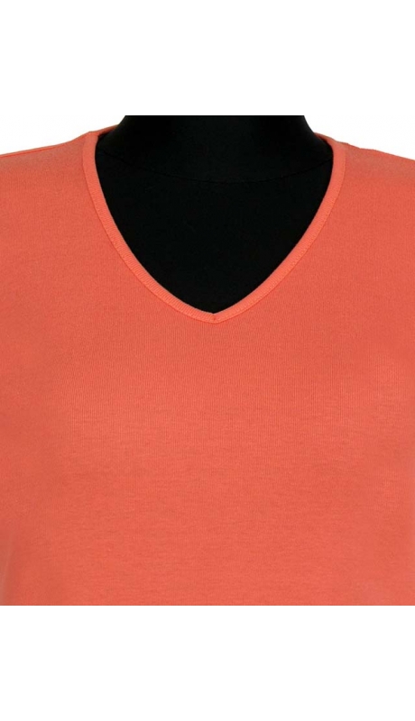 BLUZKA TOP - TRYKOT JERSEY Z BAWEŁNY, KRÓTKI RĘKAW, DEKOLT TYPU 