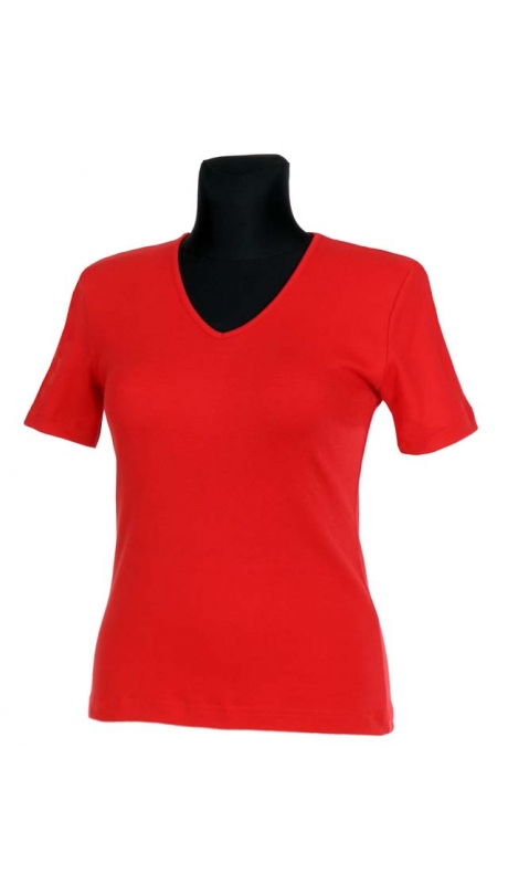 BLUZKA TOP - TRYKOT JERSEY Z BAWEŁNY, KRÓTKI RĘKAW, DEKOLT TYPU 