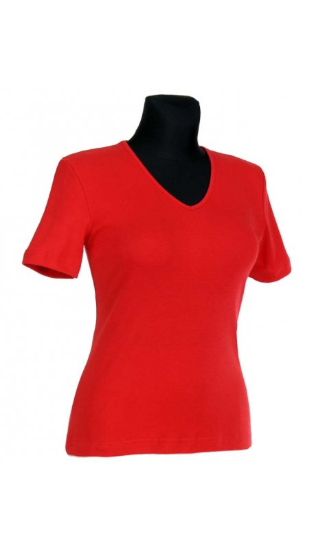 BLUZKA TOP - TRYKOT JERSEY Z BAWEŁNY, KRÓTKI RĘKAW, DEKOLT TYPU 