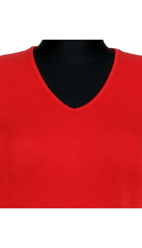 BLUZKA TOP - TRYKOT JERSEY Z BAWEŁNY, KRÓTKI RĘKAW, DEKOLT TYPU 