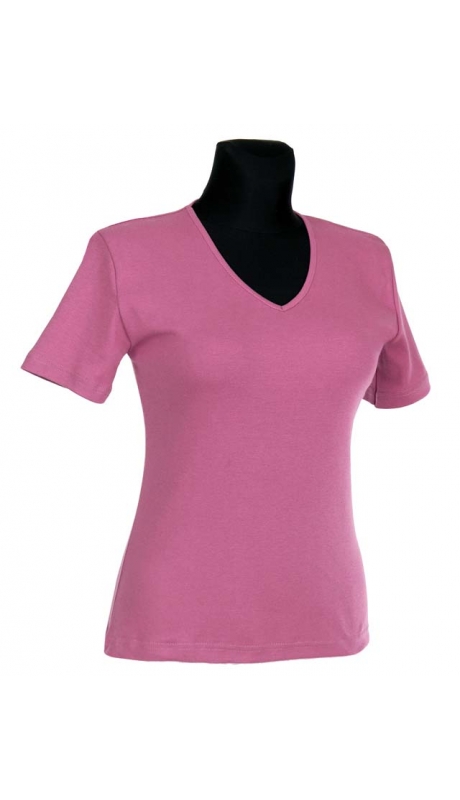 BLUZKA TOP - TRYKOT JERSEY Z BAWEŁNY, KRÓTKI RĘKAW, DEKOLT TYPU 