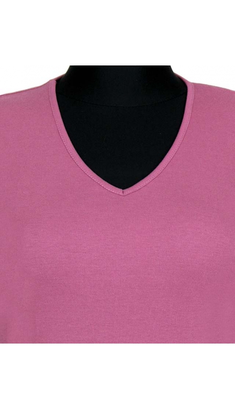 BLUZKA TOP - TRYKOT JERSEY Z BAWEŁNY, KRÓTKI RĘKAW, DEKOLT TYPU 