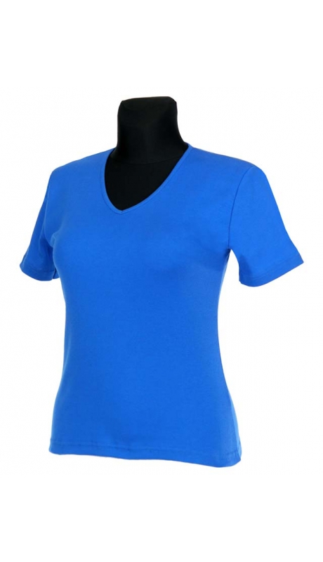 BLUZKA TOP - TRYKOT JERSEY Z BAWEŁNY, KRÓTKI RĘKAW, DEKOLT TYPU 