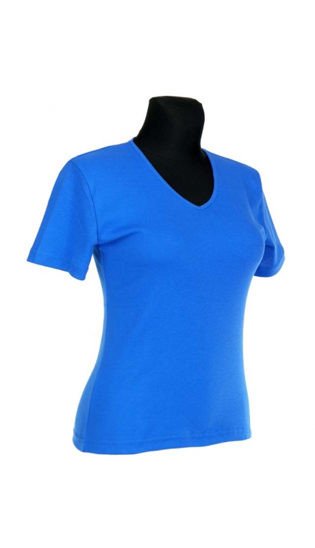 BLUZKA TOP - TRYKOT JERSEY Z BAWEŁNY, KRÓTKI RĘKAW, DEKOLT TYPU 