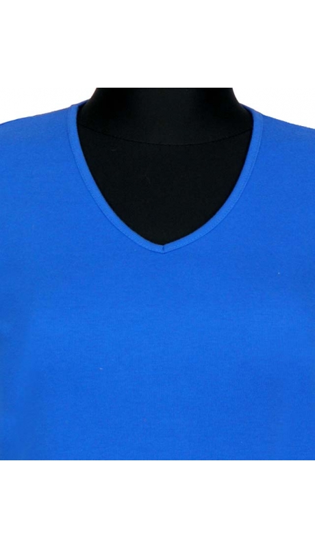 BLUZKA TOP - TRYKOT JERSEY Z BAWEŁNY, KRÓTKI RĘKAW, DEKOLT TYPU 