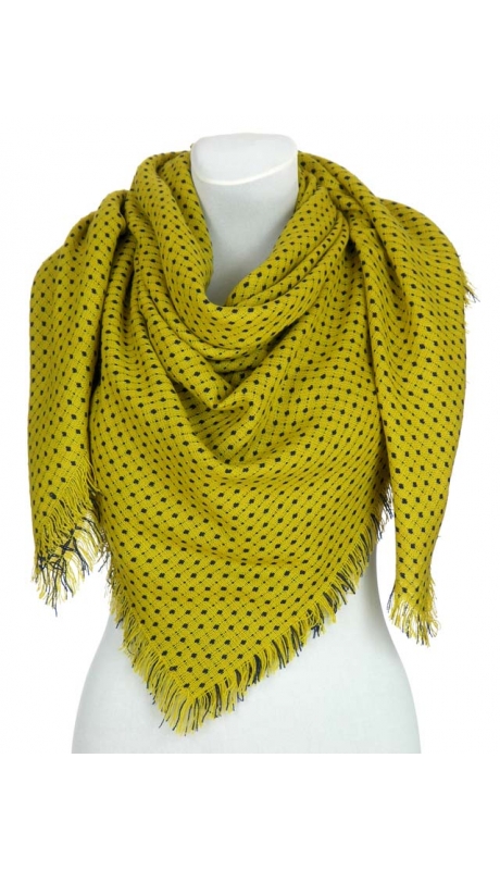 DUŻA CHUSTA SZAL PONCZO ŻAKARD CIEPŁY MIODOWY KOLOR