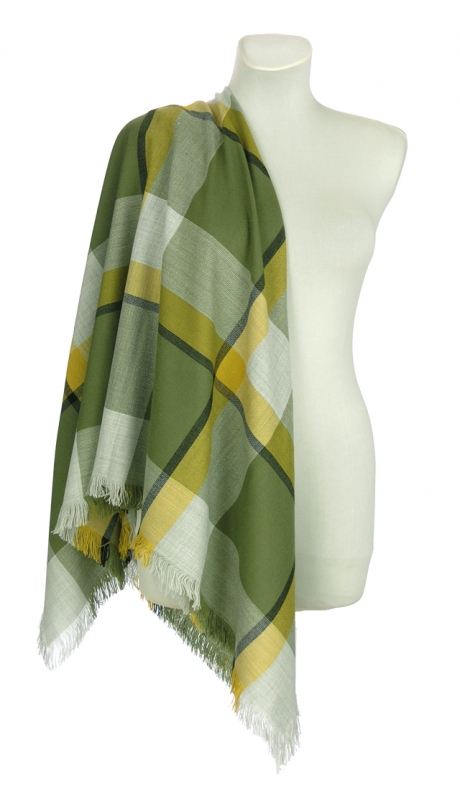 DUŻA CHUSTA SZAL PONCZO W KRATĘ JESIENNA KOLORYSTYKA